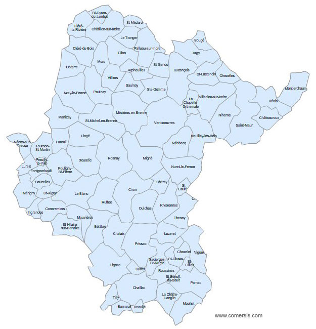 Carte 1re circonscription de l'Indre
