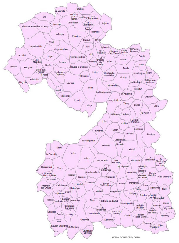 Carte 2e circonscription de l'Indre