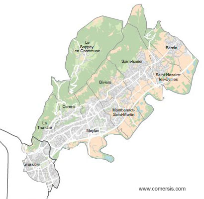 Carte 1re circonscription de l'Isère