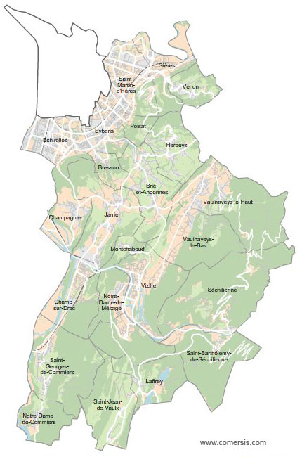Carte 2e circonscription de l'Isère