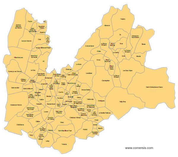 Carte 4e circonscription de l'Isère