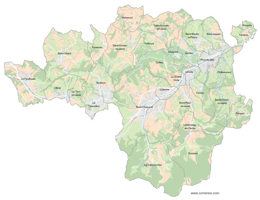 Carte 3e circonscription de la Loire