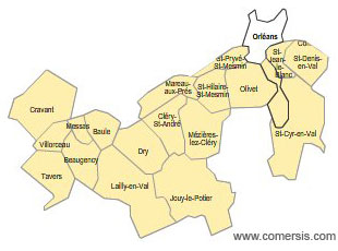 Carte 1re circonscription du Loiret