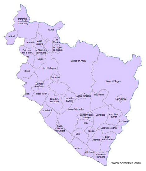 Carte 3e circonscription du Maine-et-Loire
