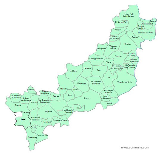 Carte 1re circonscription de la Mayenne