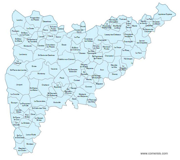 Carte 3e circonscription de la Mayenne
