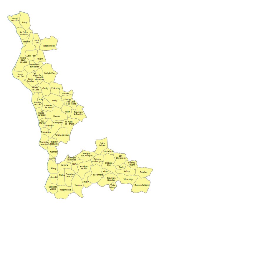 Carte 1re circonscription de la Nièvre