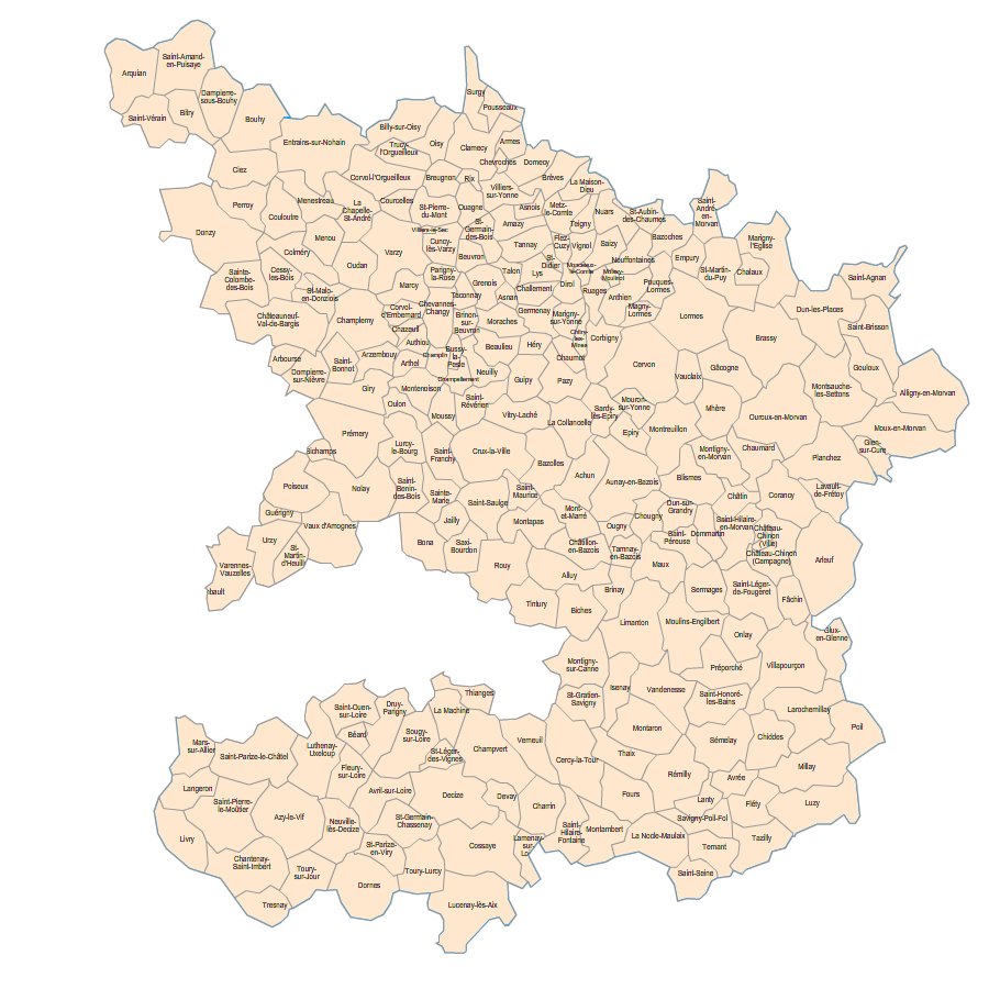 Carte 2e circonscription de la Nièvre