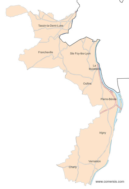 Carte 12e circonscription du Rhône