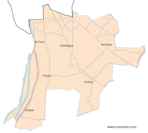 Carte 14e circonscription du Rhône
