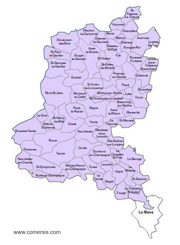 Carte 1re circonscription de la Sarthe