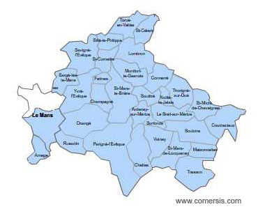 Carte 2e circonscription de la Sarthe