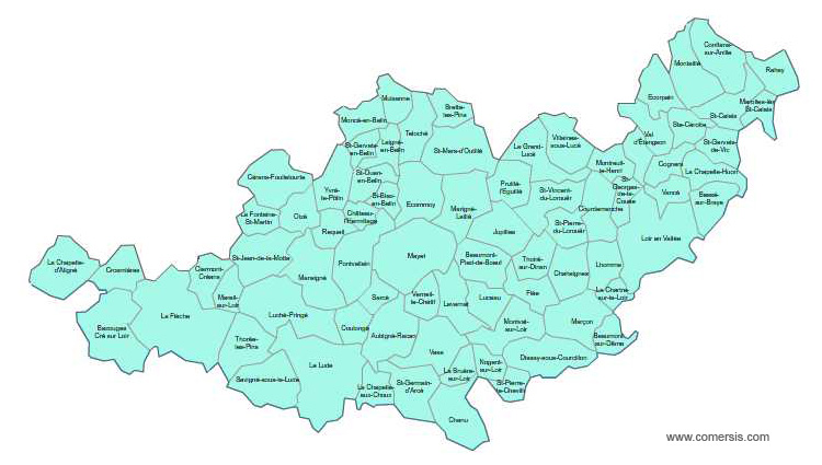 Carte 3e circonscription de la Sarthe