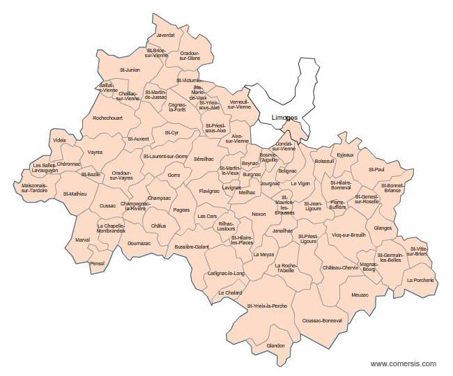 Carte 2e circonscription de la Haute-Vienne