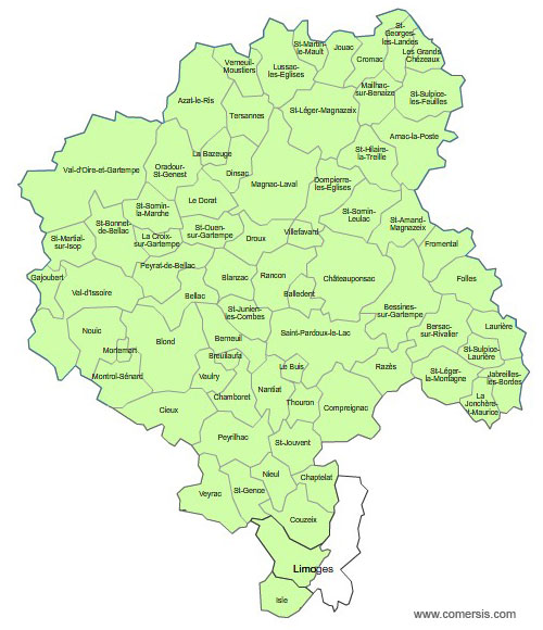 Carte 3e circonscription de la Haute-Vienne