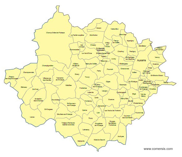 Carte 1re circonscription de l'Yonne
