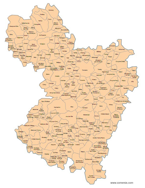 Carte 2e circonscription de l'Yonne