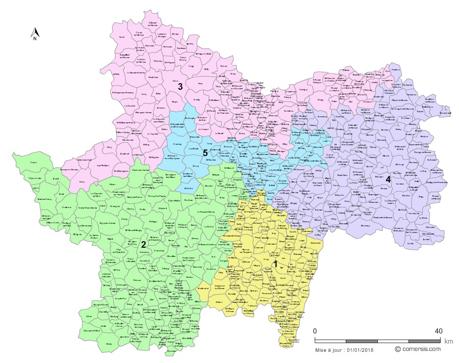 Carte personnalisable des circonscriptions de Saône-et-Loire