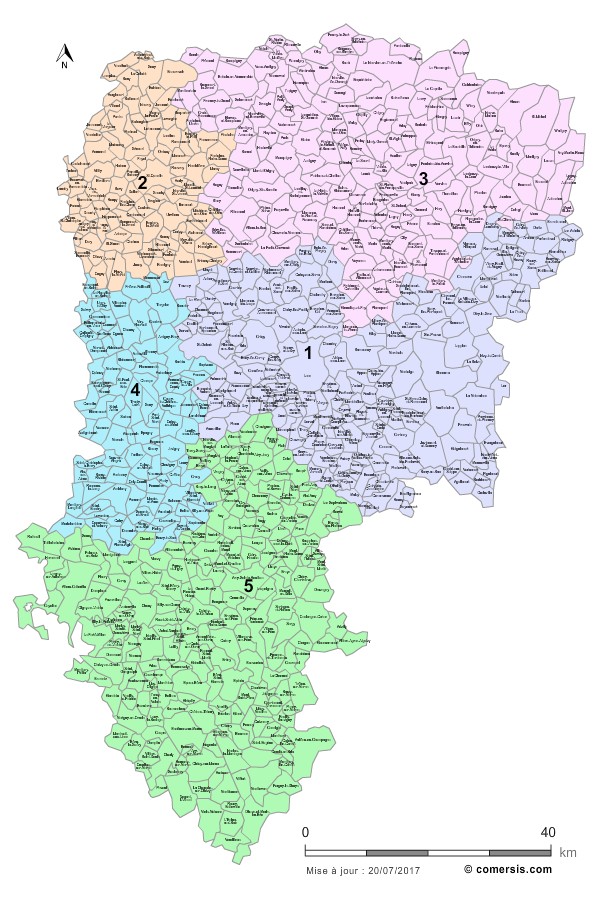 Carte des circonscriptions de l'Aisne