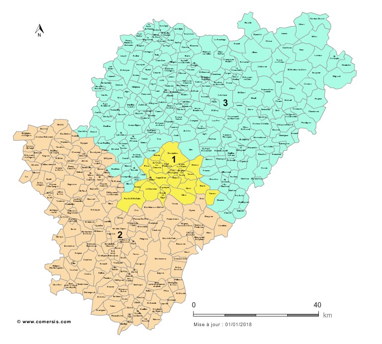 carte circonscriptions de la  Charente