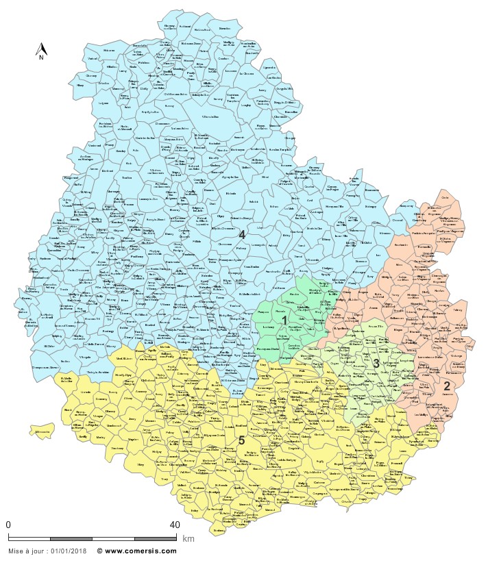 carte circonscriptions de la  Côte-d'Or