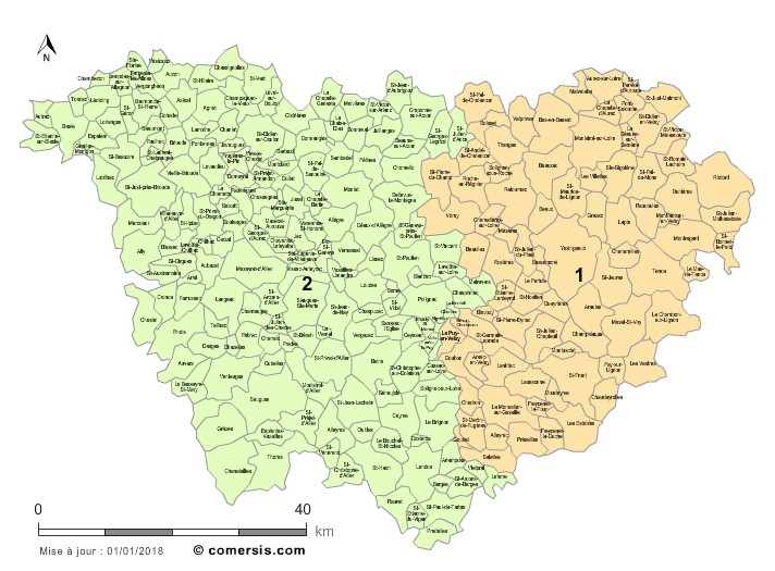 carte circonscriptions 2018 de la  Haute-Loire