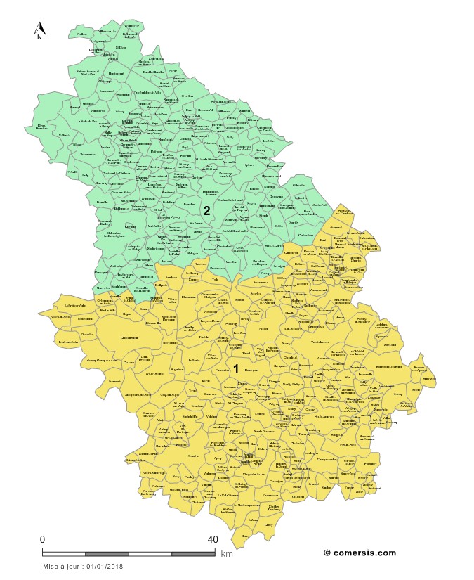 carte circonscriptions 2018 de la  Haute-Marne