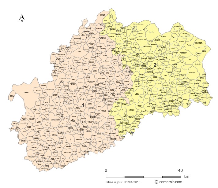 carte circonscriptions 2018 de la  Haute-Saône