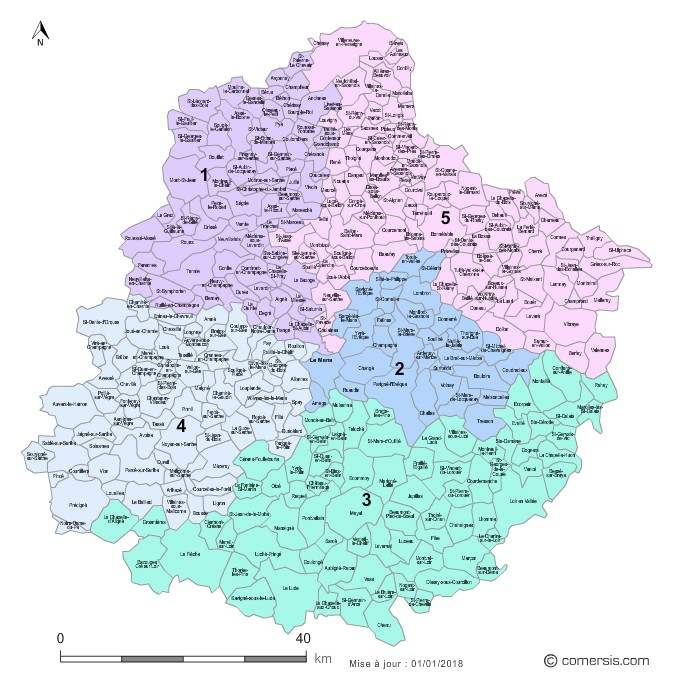 Carte personnalisable des circonscriptions de la Sarthe