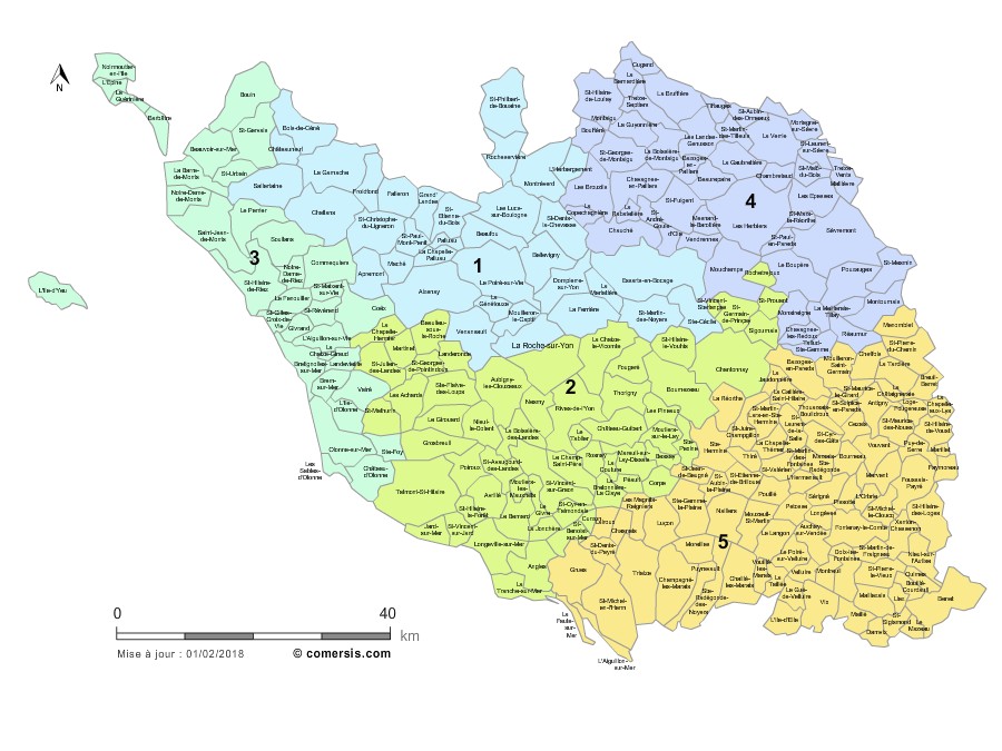 carte circonscriptions de la  Vendée