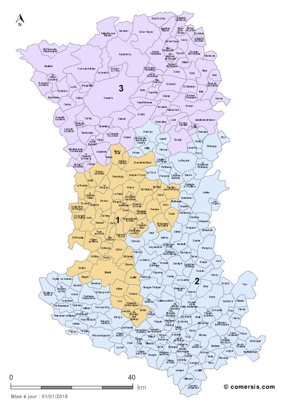 carte circonscriptions des  Deux-Sèvres