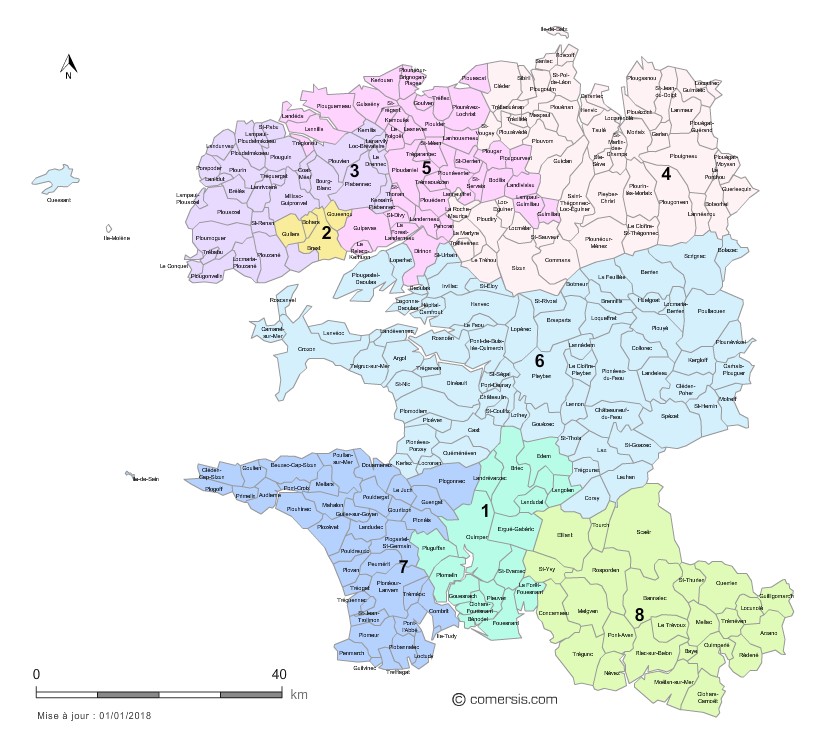 Carte personnalisable des circonscriptions du Finistère