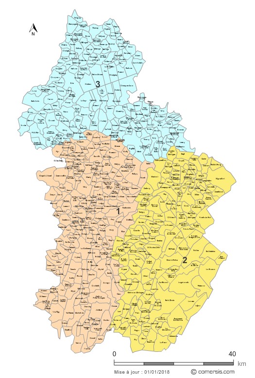 carte circonscriptions 2018 du  Jura