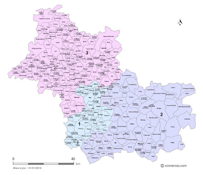 carte circonscriptions 2018 du  Loir-et-Cher
