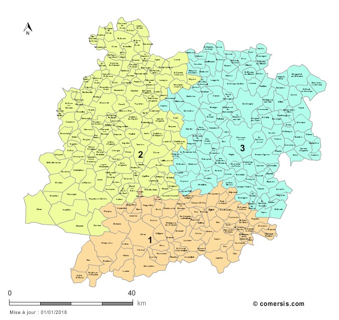 Carte personnalisable des circonscriptions du Lot-et-Garonne
