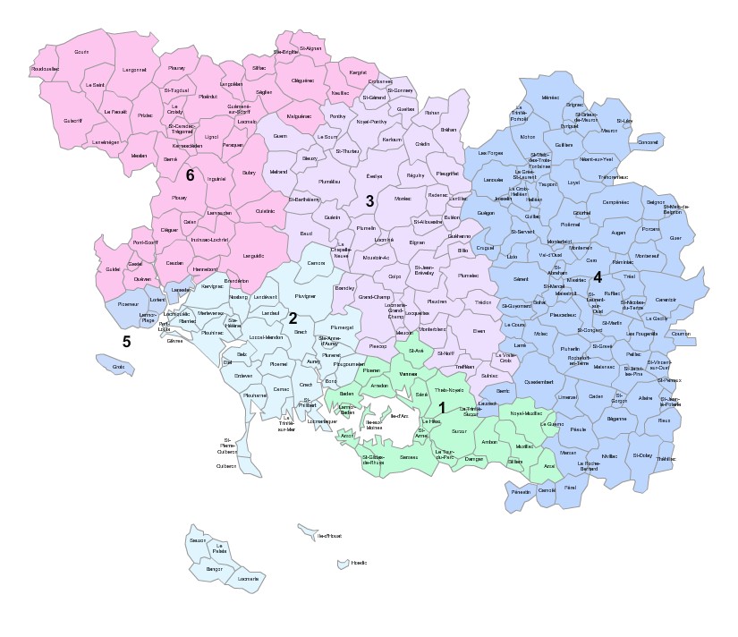 Carte des circonscriptions du Morbihan
