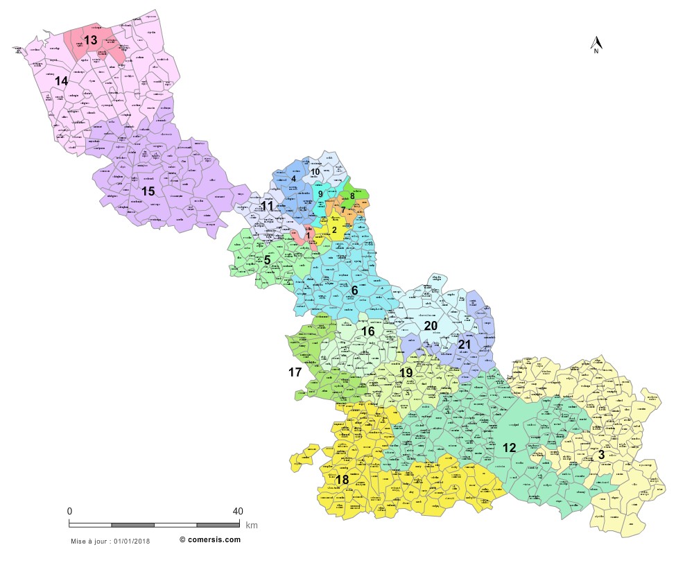 carte circonscriptions 2018 du  Nord
