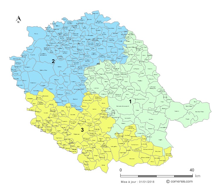 carte circonscriptions du  Tarn