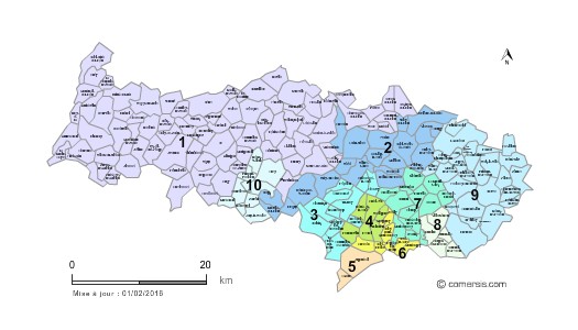 Carte des circonscriptions du Val-d'Oise