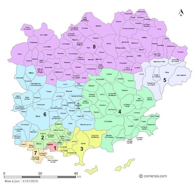 carte circonscriptions du  Var