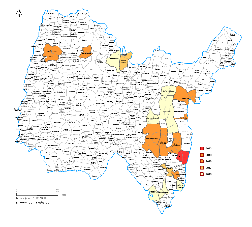 carte des communes nouvelles de l' Ain
