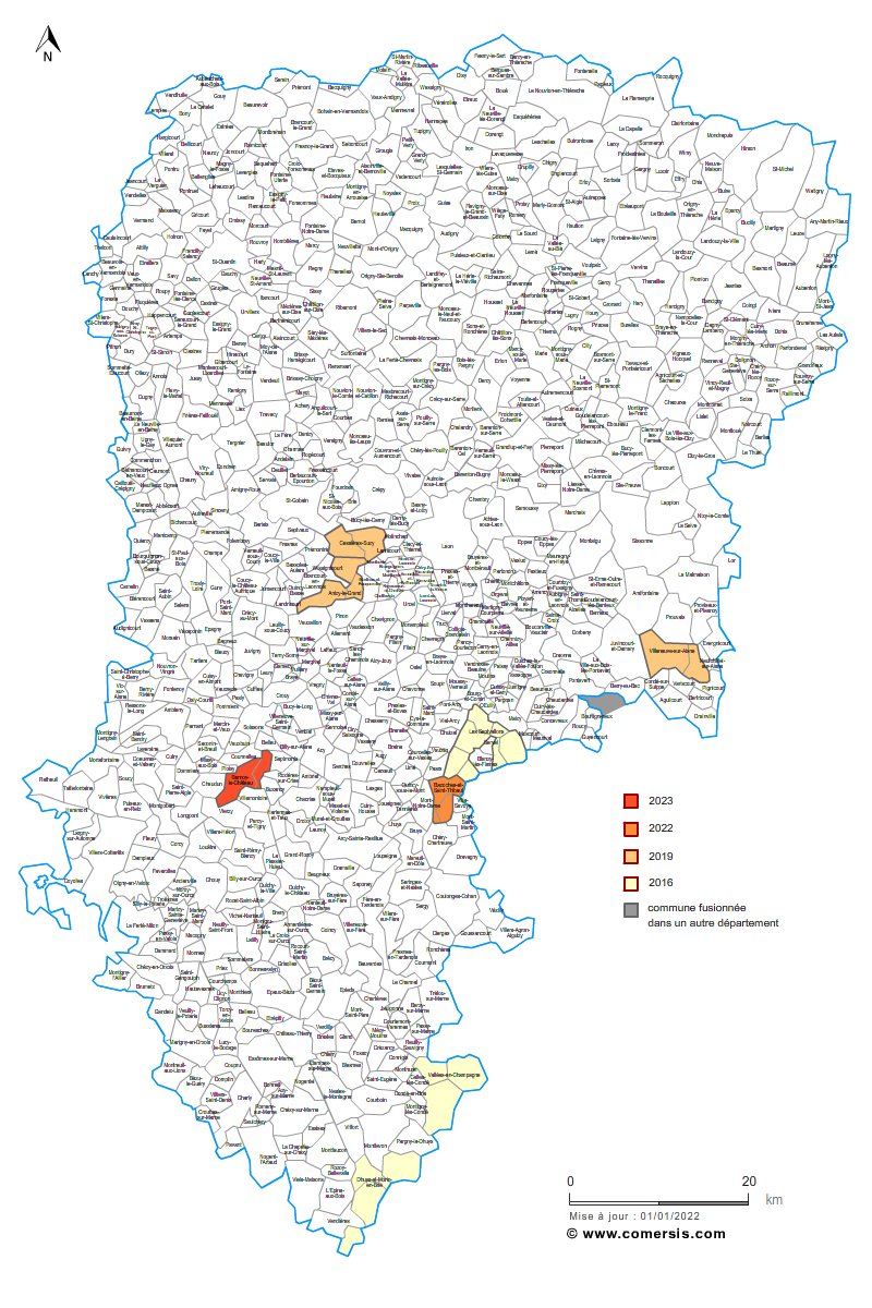 carte des communes nouvelles de l' Aisne