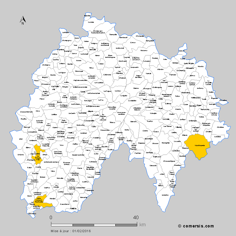 carte des communes nouvelles du  Cantal