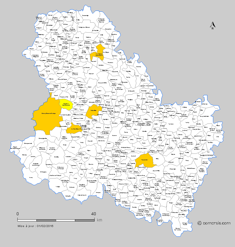 carte des communes nouvelles de l' Yonne