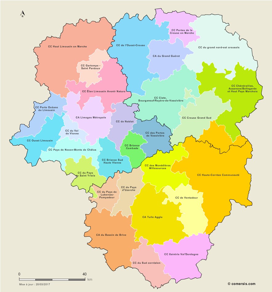 Carte des intercommunalités du Limousin