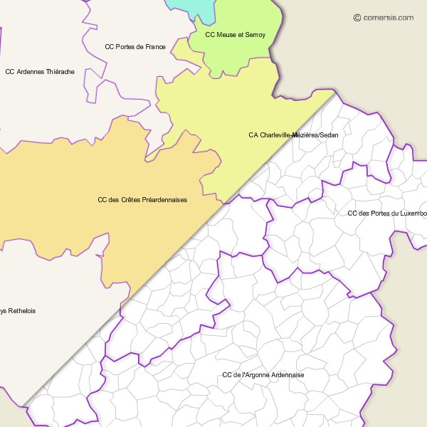 Carte des intercommunalités de l'Isère