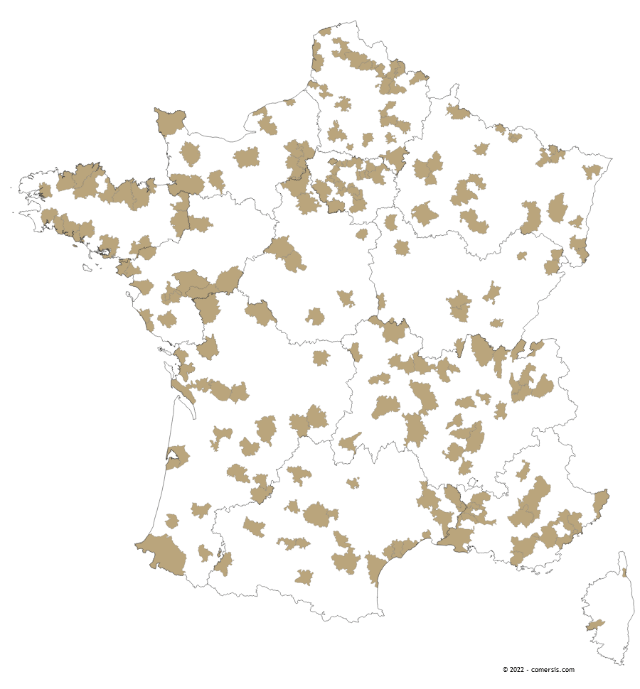 carte de France des communautés d'agglomération 2023