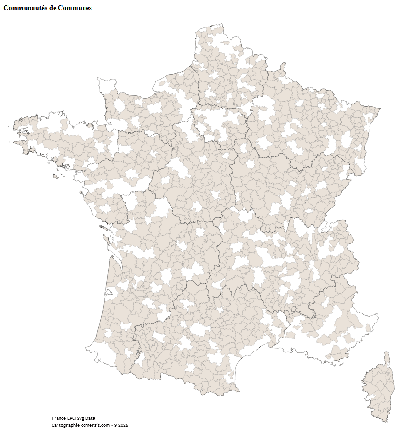 carte de France des communautés de communes 2025