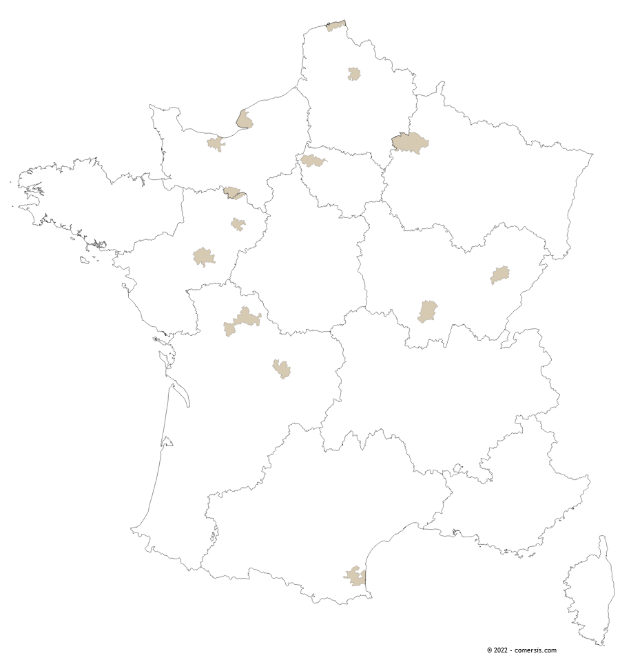 carte de France des communautés urbaines 2022