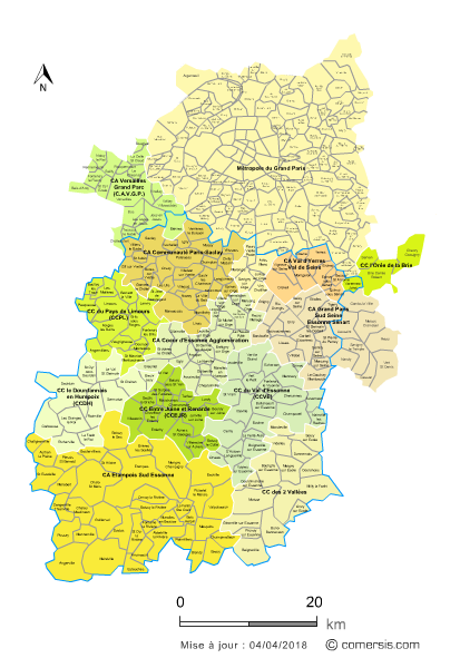 Carte des intercommunalités de l'Essonne avec communes